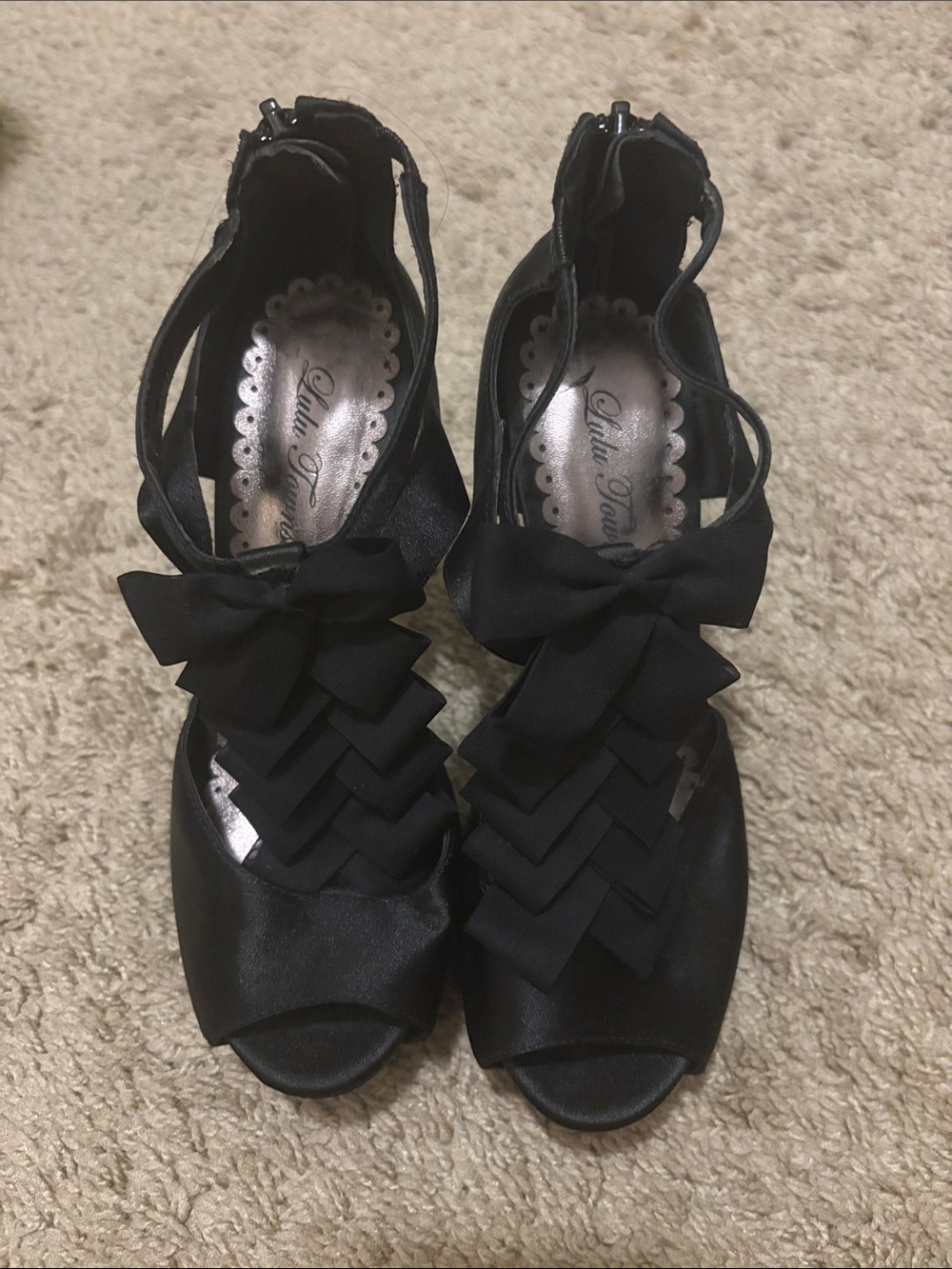 Lulu Townsend Black Bow Peep-Toe Heels